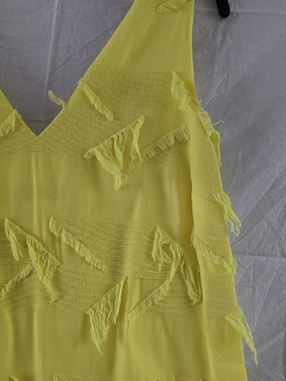 Maeve Bright Yellow V-Neck Fringe Shift Dress - Picture 2 of 6